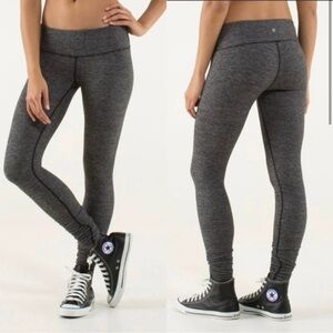 Lululemon Women's Size 10 Wunder Under Pant Legging Herringbone Heathered Black